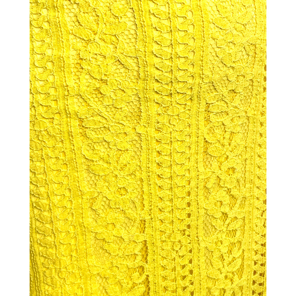 Lulus Sz S Love You Always Sleeveless VNeck Skater Dress Yellow Lace with Ruffle - Picture 4 of 12